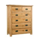 FurnitureToday Rustic Solid Oak 6 drawer Chest