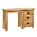 FurnitureToday Rustic Solid Oak Single Pedestal Dressing Table