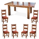 FurnitureToday Santana Reclaimed Oak Leather Seat Extending