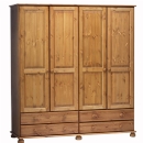 FurnitureToday Scandinavian pine 4 door 4 drawer wardrobe
