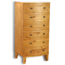 Seville pine 6 drawer tall chest of drawers