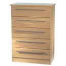 FurnitureToday Sherwood oak 5 drawer chest of drawers