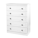 FurnitureToday Snowdon White 5 drawer chest of drawers