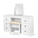 FurnitureToday Snowdon White 6 Drawer Kneehole Dressing Table Set