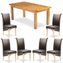 FurnitureToday Soho Solid Oak Brown Chair 6ft Dining Set