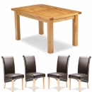 FurnitureToday Soho Solid Oak Brown Chair Small Dining Set
