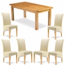 FurnitureToday Soho Solid Oak Cream Chair 6ft Dining Set