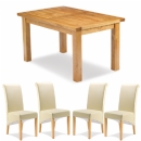 FurnitureToday Soho Solid Oak Cream Chair Small Dining Set