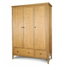 FurnitureToday Stanford Oak 3 Drawer Triple Wardrobe