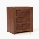 FurnitureToday Tampica dark wood 3 drawer bedside chest