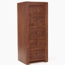 FurnitureToday Tampica dark wood 5 drawer tall chest