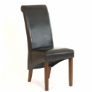 FurnitureToday Tampica dark wood brown bycast leather chair