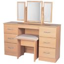 FurnitureToday Tara beech 6 drawer kneehole dressing table