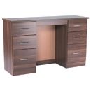 FurnitureToday Tara Walnut Six Drawer Kneehole Dressing Table