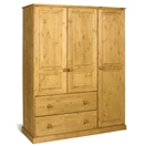 FurnitureToday Tarka Solid Pine 2 Deep Drawer Triple Wardrobe