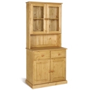 FurnitureToday Tarka Solid Pine 2 Drawer Glazed Top Dresser