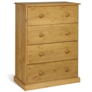FurnitureToday Tarka Solid Pine 4 Drawer Deep Chest
