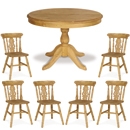 FurnitureToday Tarka Solid Pine Drum Pedestal Fiddle Dining