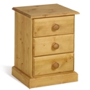 FurnitureToday Tarka Solid Pine Small 3 Drawer Bedside