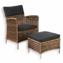 Tokyo rattan curved armchair with ottoman