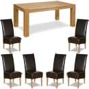 FurnitureToday Trend Solid Oak Brown Leather Chair Large Dining