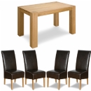 FurnitureToday Trend Solid Oak Brown Leather Chair Small Dining