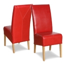 FurnitureToday Trend Solid Oak Red Leather Dining Chair Pair