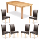 FurnitureToday Vegas Oak Brown Chair Dining Table Set
