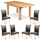 FurnitureToday Vegas Oak Brown Chair Extending Dining Table Set