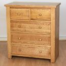 FurnitureToday Vermont Solid Oak 5 Chest of drawers