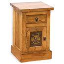 Vintage pine brass panelled bedside cabinet