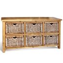 Vintage pine low 6 basket drawer chest