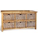 FurnitureToday Vintage pine low 6 basket drawer chest