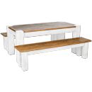 FurnitureToday White Painted Junk Plank Bench Dining Set