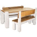 White Painted Junk Plank Pew Bench Dining Set