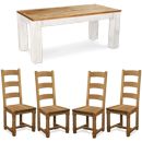 FurnitureToday White Painted Plank 4ft 4 Dijon Chair Dining Set
