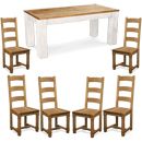 FurnitureToday White Painted Plank 5ft 6 Dijon Chair Dining Set