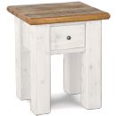 White Painted Plank One Drawer Lamp Table