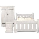 FurnitureToday White Painted Plank Slatted Bedroom Set