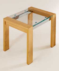 Fusion Glass and Real Oak Effect End Table