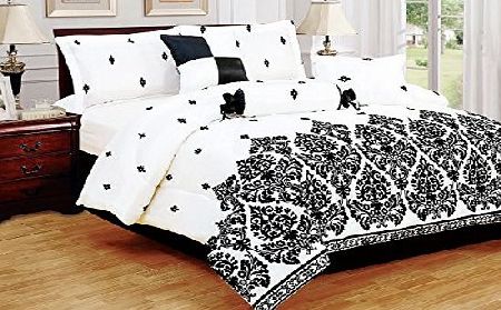 fusion LUXURY 7pcs Flock Quilted Bed Spread Bedspread Comforter Set Size Double King Fusion (TM) (Double, White)