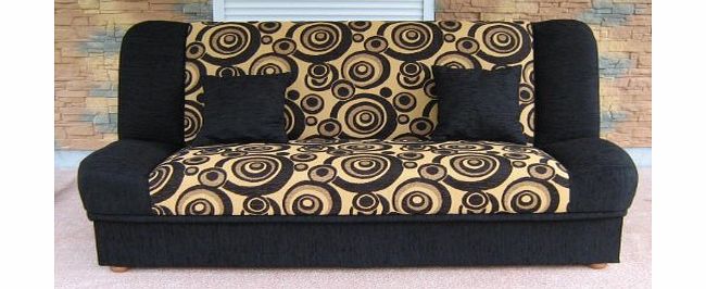 Futon Sofa Bed Maddy with bedding place and clic-clak mechanism. Any colors