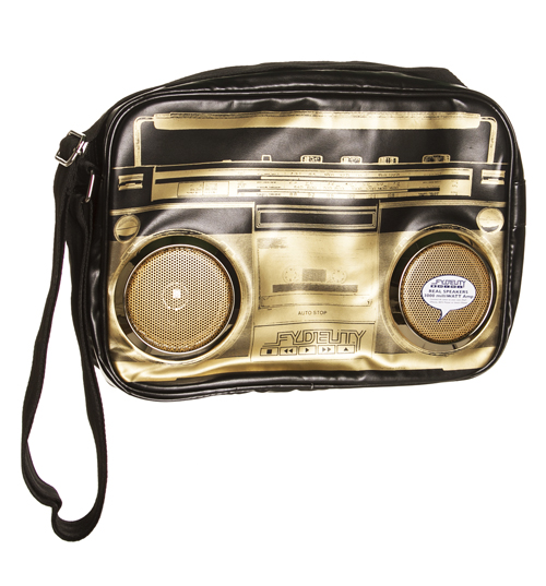 Gold And Black Retro Boombox Shoulder Bag With