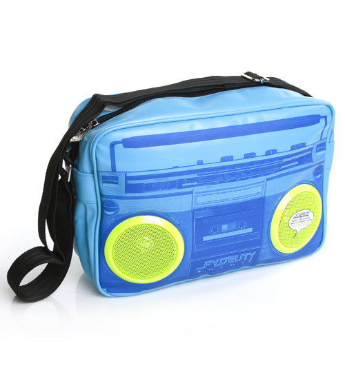 Fydelity Retro Neon Blue Ghettoblaster Shoulder Bag With
