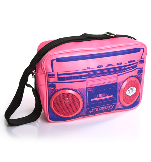 Fydelity Retro Neon Pink Ghettoblaster Shoulder Bag With