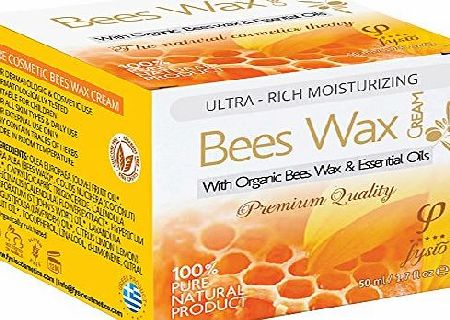 Fysio Natural and Organic Pure Beeswax Cream - Made from All natural ingredients - 50ml - A natural remedy for your skin - Particularly effective for dry and chapped skin, for irritation caused by sol