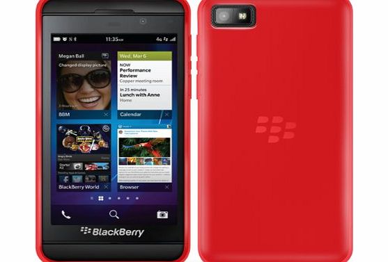 G-HUB - BlackBerry Z10 Protective Bendy Soft Gel Case in RED - Semi Transparent Phone Cover Skin - Custom Built for Black-Berry Z10 SmartPhone / PDA