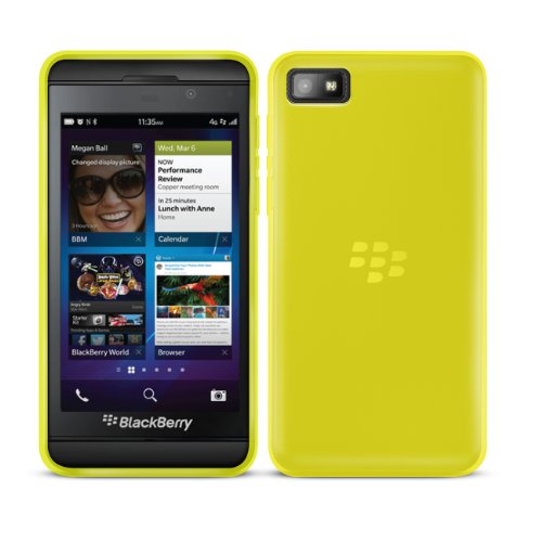 G-HUB - BlackBerry Z10 Protective Bendy Soft Gel Case in YELLOW - Semi Transparent Phone Cover Skin - Custom Built for Black-Berry Z10 SmartPhone / PDA