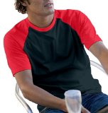 G-Star Hanes Short Sleeve Baseball Tee, Black/Red, M