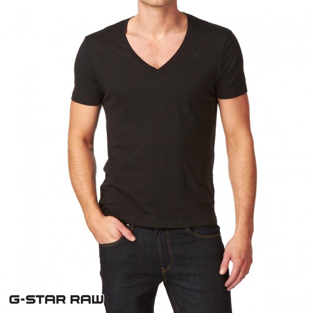 G-Star Mens G-Star Base V 2 Pack T-Shirt - Solid Black